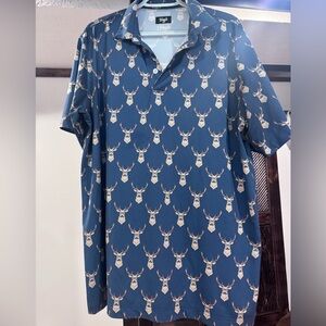 Blue Polo Shirt with Deer Print Waggle brand